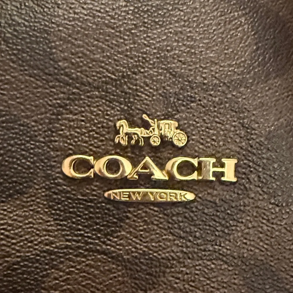 Coach slouchy satchel Signature Black and Brown leather Tote